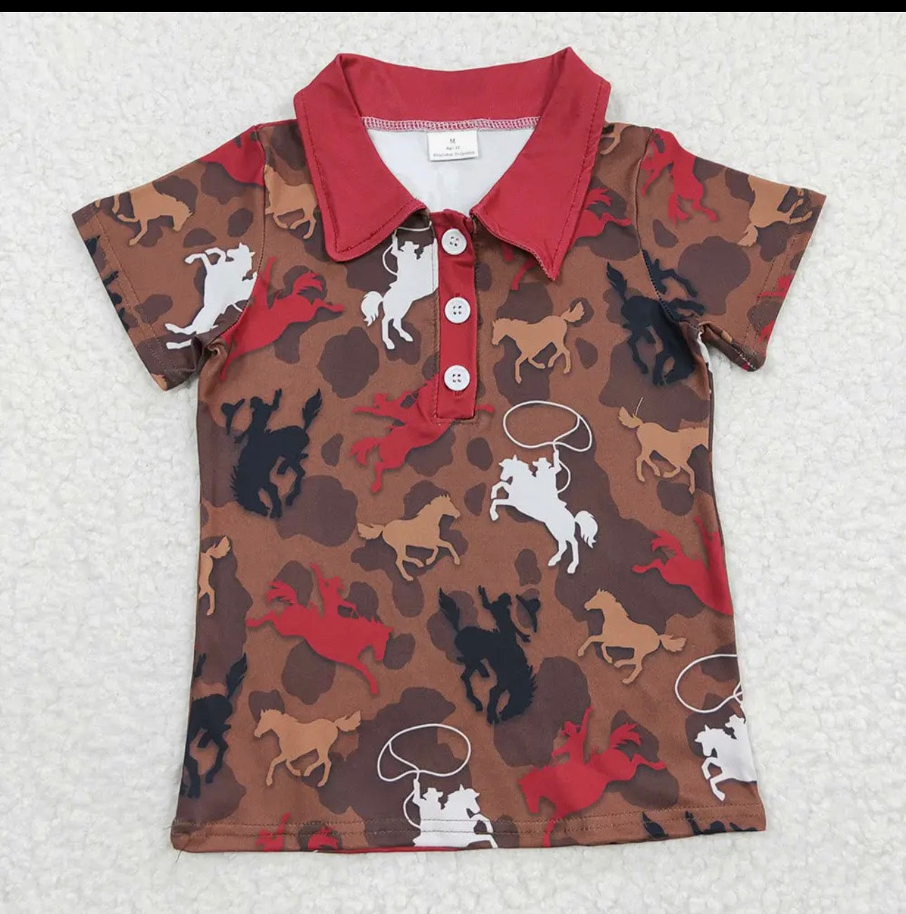Boys button up short sleeve lasso