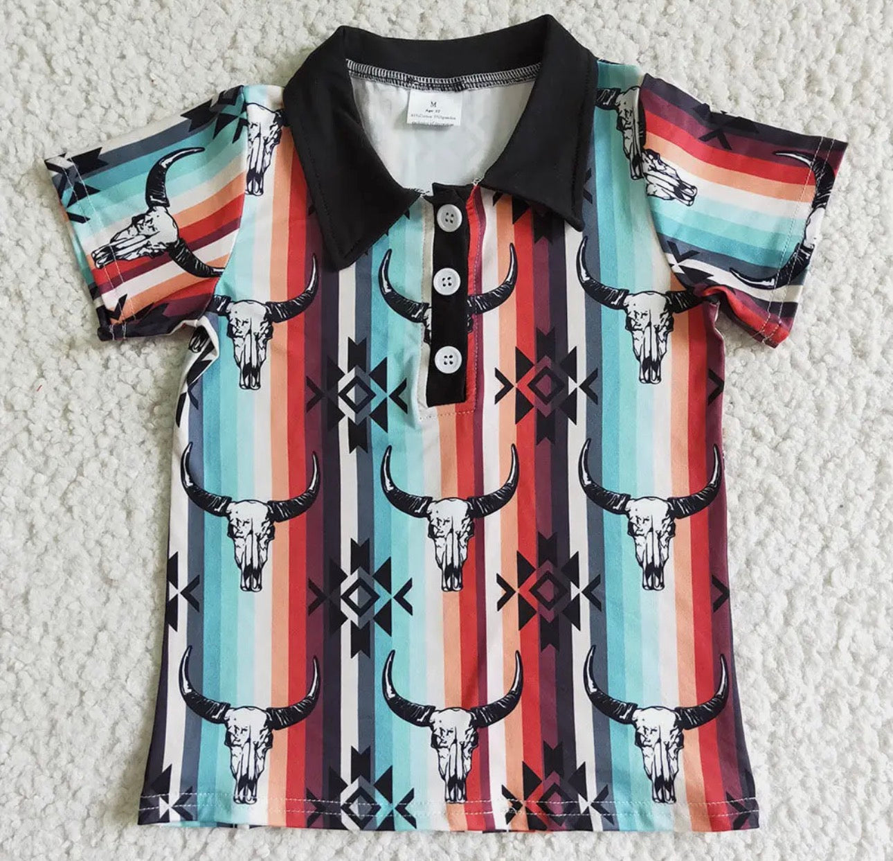 Boys Serape long horn button up short sleeve