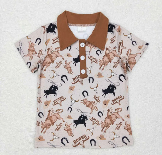 Boys short sleeve button up rodeo
