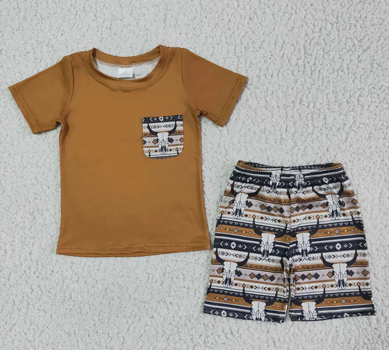 Boys Long horn shorts and tshirt set